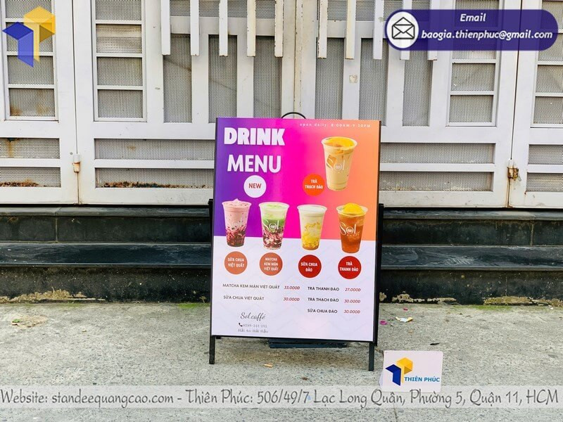 Bảng Menu Chân Đứng Gọn Nhẹ – Trưng Bày Menu Nhanh, Dễ Di Chuyển