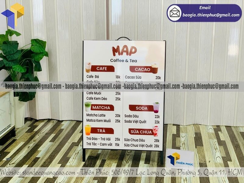 Standee Khung Sắt Chữ A Ngoài Trời: Thiết Kế Gấp Gọn, Không Lo Đổ Ngã