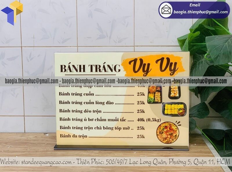 Standee Menu Để Bàn Mica Đẹp, Sang Trọng – Nâng Tầm Không Gian Quán