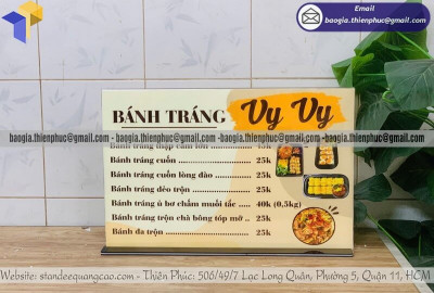 Standee Menu Để Bàn Mica Đẹp, Sang Trọng – Nâng Tầm Không Gian Quán