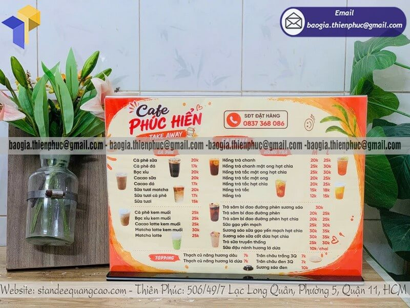 Bảng Menu Mica Để Bàn Sang Trọng, Dễ Thay Nội Dung – Xem Mẫu Thực Tế