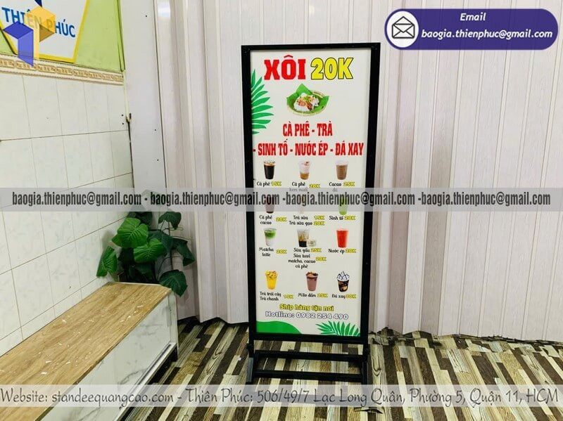 Bảng Menu Chân Đứng 2 Mặt Cho Quán Cafe, Nhà Hàng – Đặt Mẫu Riêng Ngay