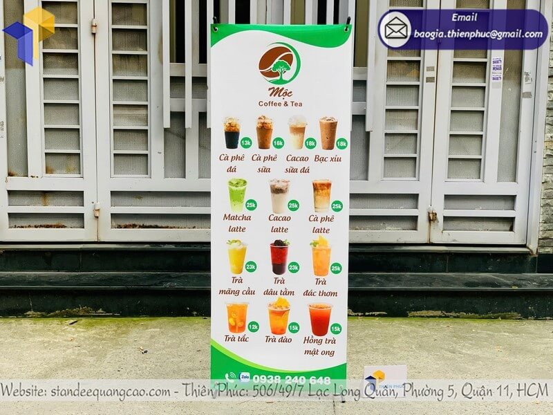 Standee Treo Menu Quán Cafe – Gọn Gàng, Sang Trọng, Dễ Thay Nội Dung