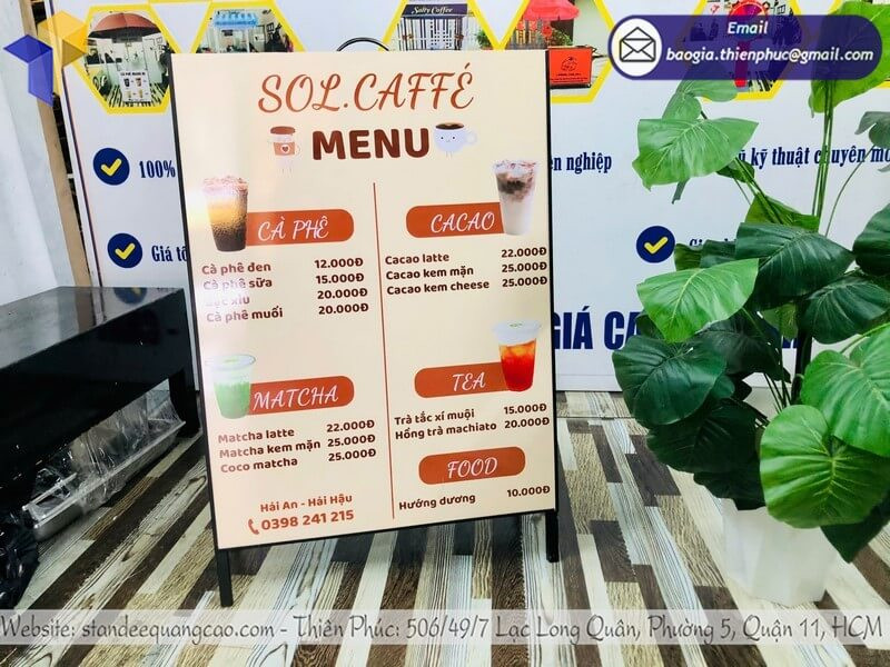 Bảng Menu Chân Đứng Gấp Gọn – Dễ Di Chuyển, Tiện Sử Dụng Mọi Nơi
